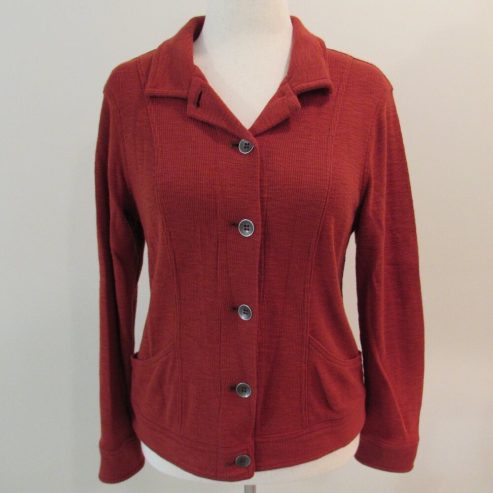 Christopher & Banks Dark Orange 100% Cotton Button Up Sweater Jacket Small